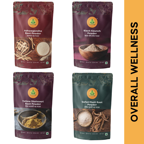 Curoherb Combo - Aswagandha, Safed Musli, Black Kaunch, Yellow Shatavari (Powder)
