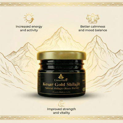 Kesar Gold Shilajit (Resin Form)  Natural Energy & Vitality Boost  CuroHerb