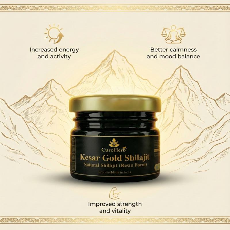 Kesar Gold Shilajit (Resin Form)  Natural Energy & Vitality Boost  CuroHerb