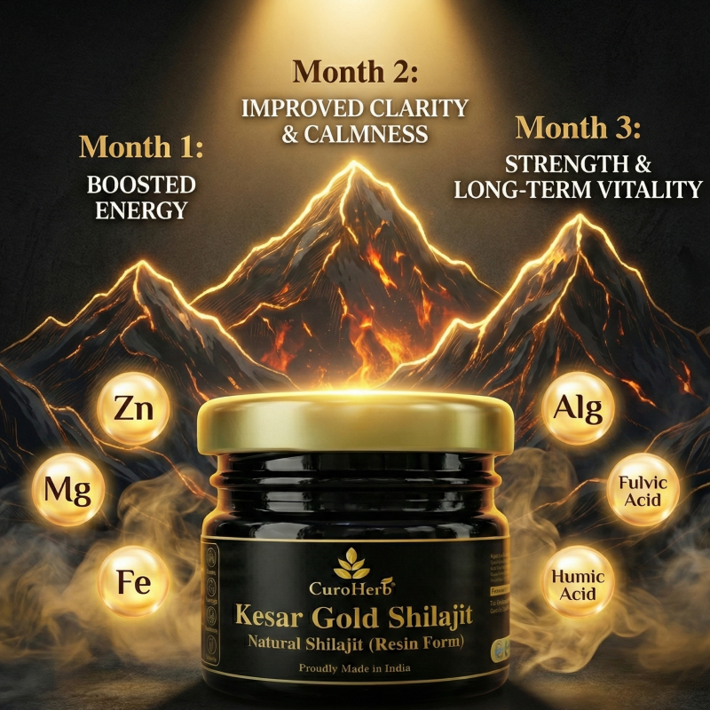 Kesar Gold Shilajit (Resin Form)  Natural Energy & Vitality Boost  CuroHerb