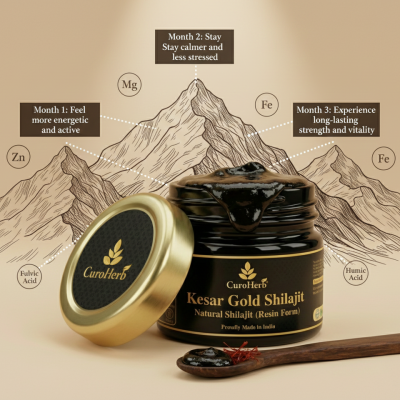 Kesar Gold Shilajit (Resin Form)  Natural Energy & Vitality Boost  CuroHerb