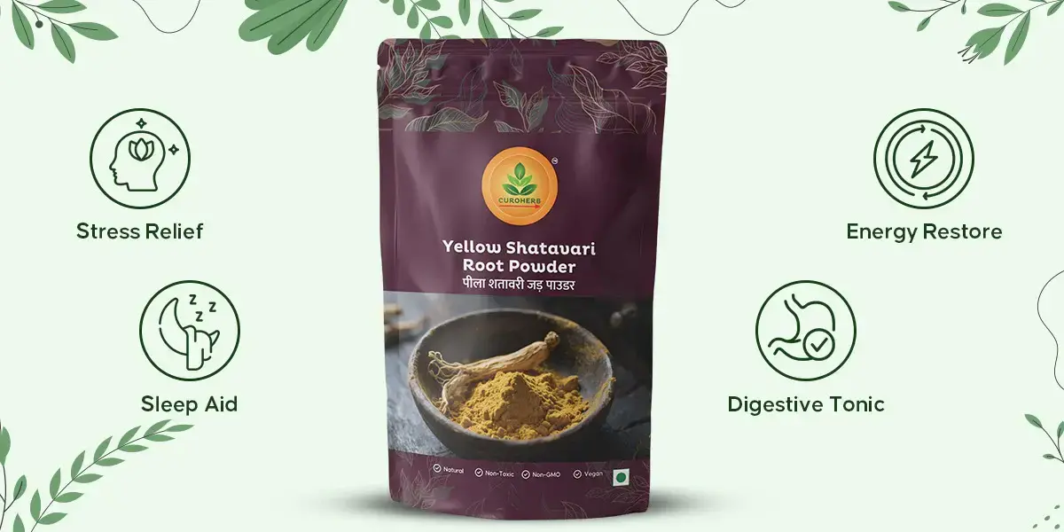 Yellow Shatavari Root Powder Womens Wellness & Hormonal Balance CuroHerb